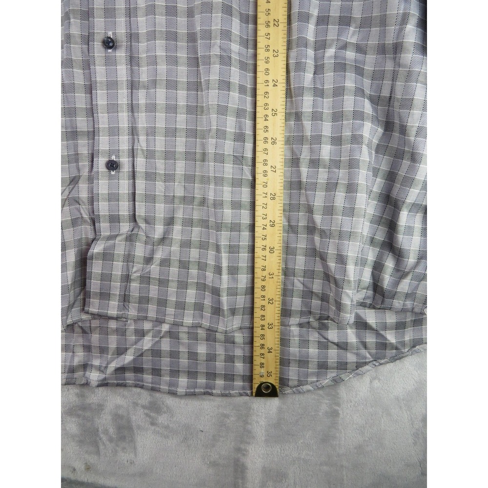 Brandolini Shirt Mens XXL 18.5‎ 47 Grey Check Dress Button Down Long Sleeve - Picture 6 of 9